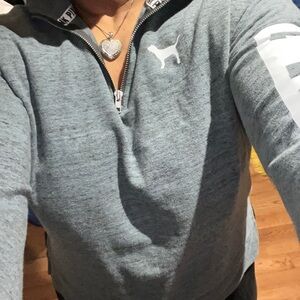 Pink  logo 3/4 zipper sweatshirt Sz XS